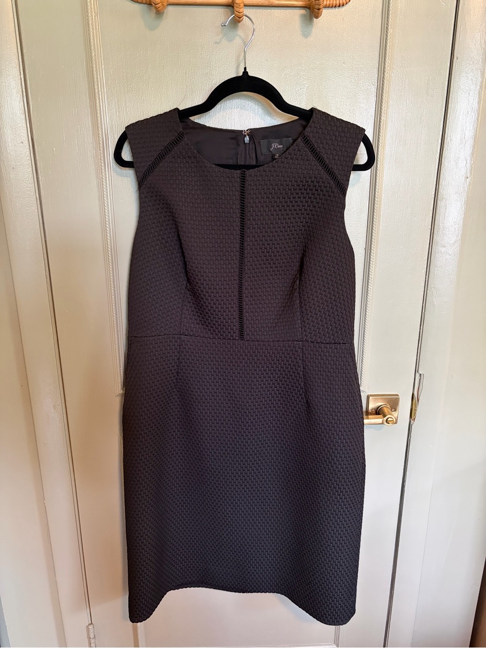 J. Crew Black Textured Sleeveless Sheath Midi Dress